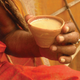 Drink the chai, toss the clay cup—biodegradable and everything.